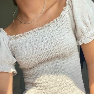 One Clothing puff short sleeve shirred top